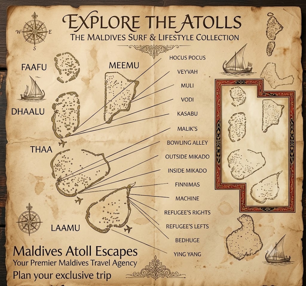Central Atolls surf break map