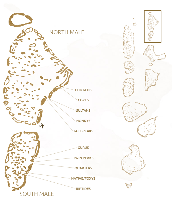 Malé Atolls surf break map