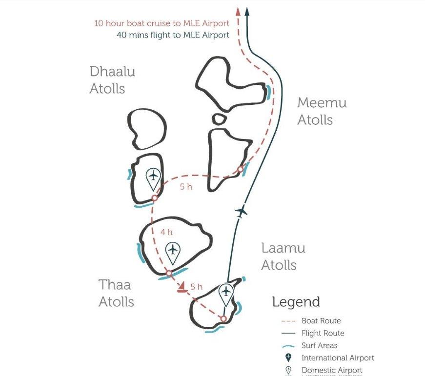 Central Atolls travel route map