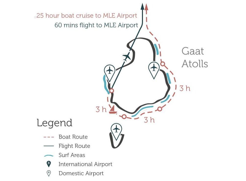 Southern Atolls travel route map